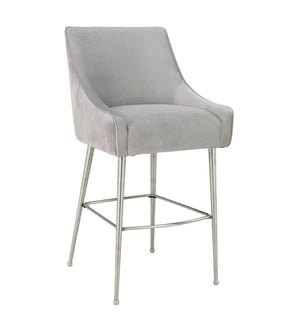 Aries Velvet Counter Stool - Light Grey