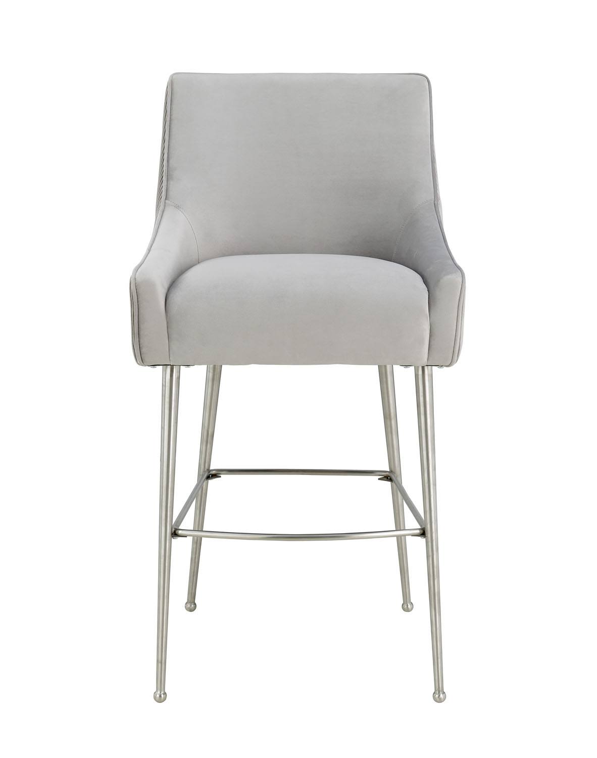 Aries Velvet Counter Stool - Light Grey