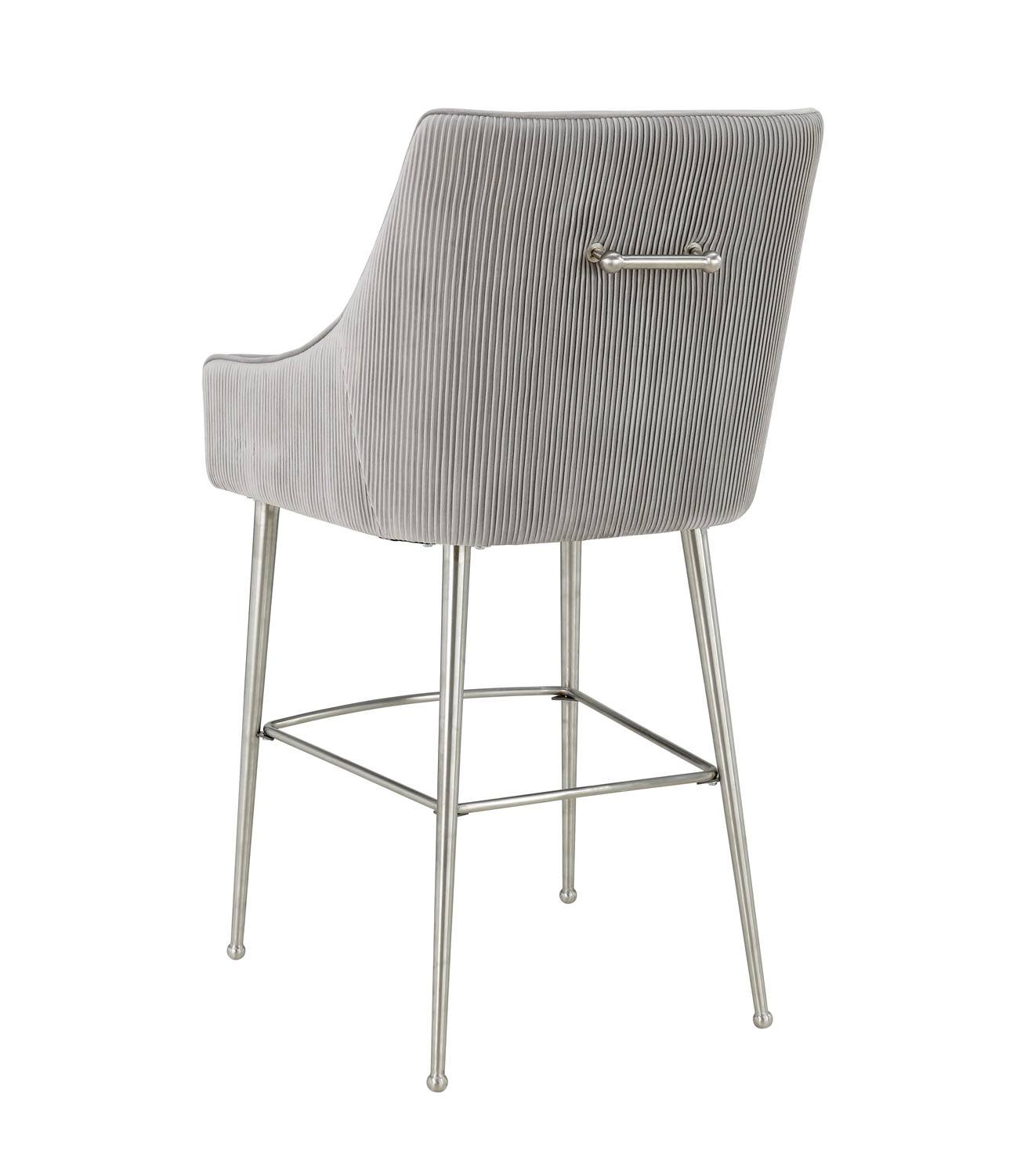 Aries Velvet Counter Stool - Light Grey