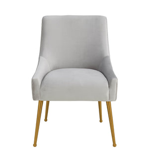 Aries Velvet Dining Chair - Light Grey