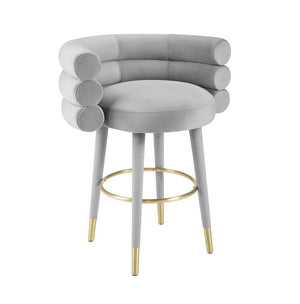 Arum Velvet Counter Stool - Grey