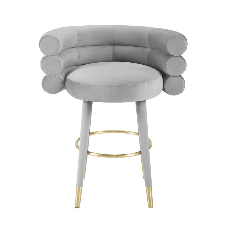 Arum Velvet Counter Stool - Grey