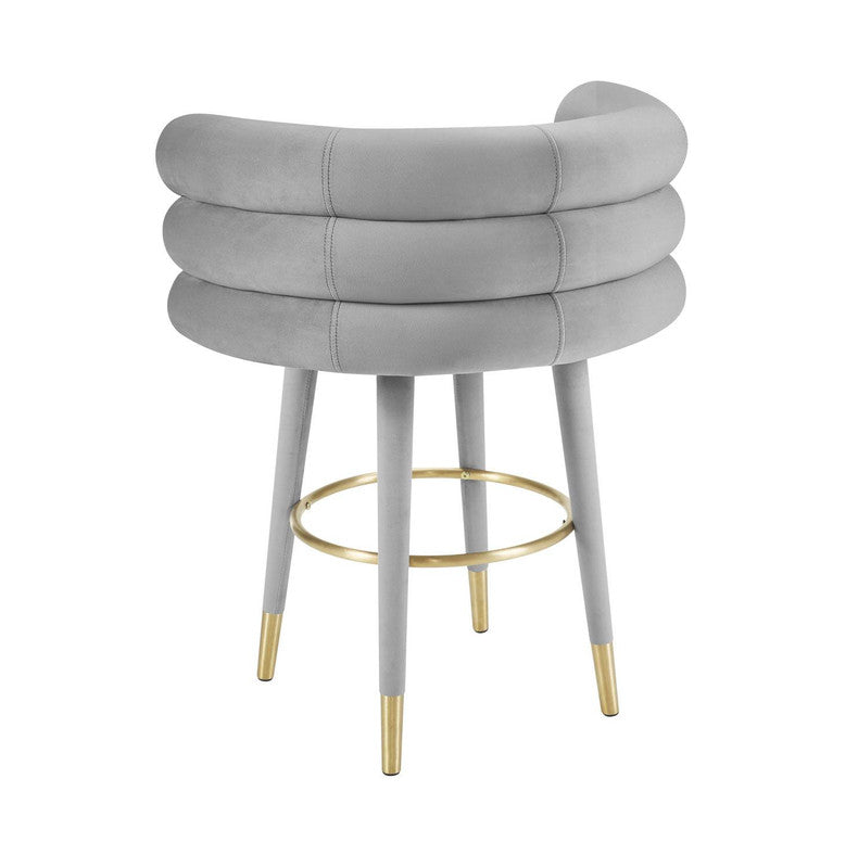 Arum Velvet Counter Stool - Grey
