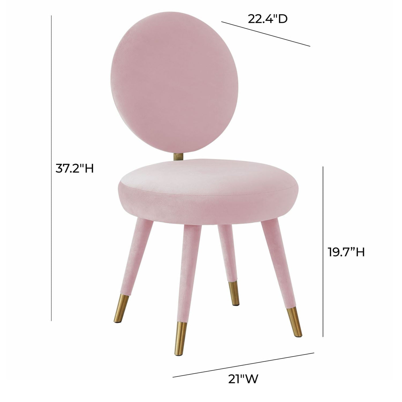 Marisbu Velvet Dining Chair - Bubble Gum