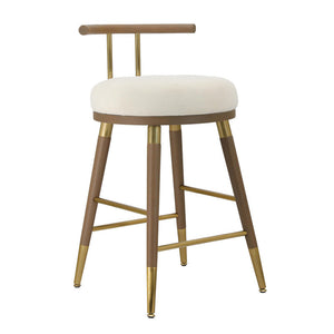 Foggia Velvet Bar Stool - Cream