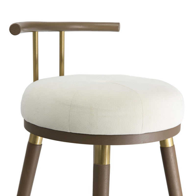 Foggia Velvet Bar Stool - Cream
