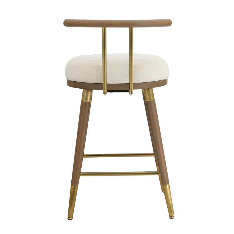 Foggia Velvet Bar Stool - Cream