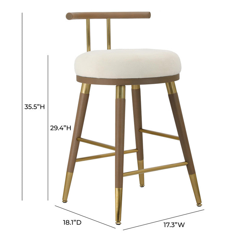 Foggia Velvet Bar Stool - Cream