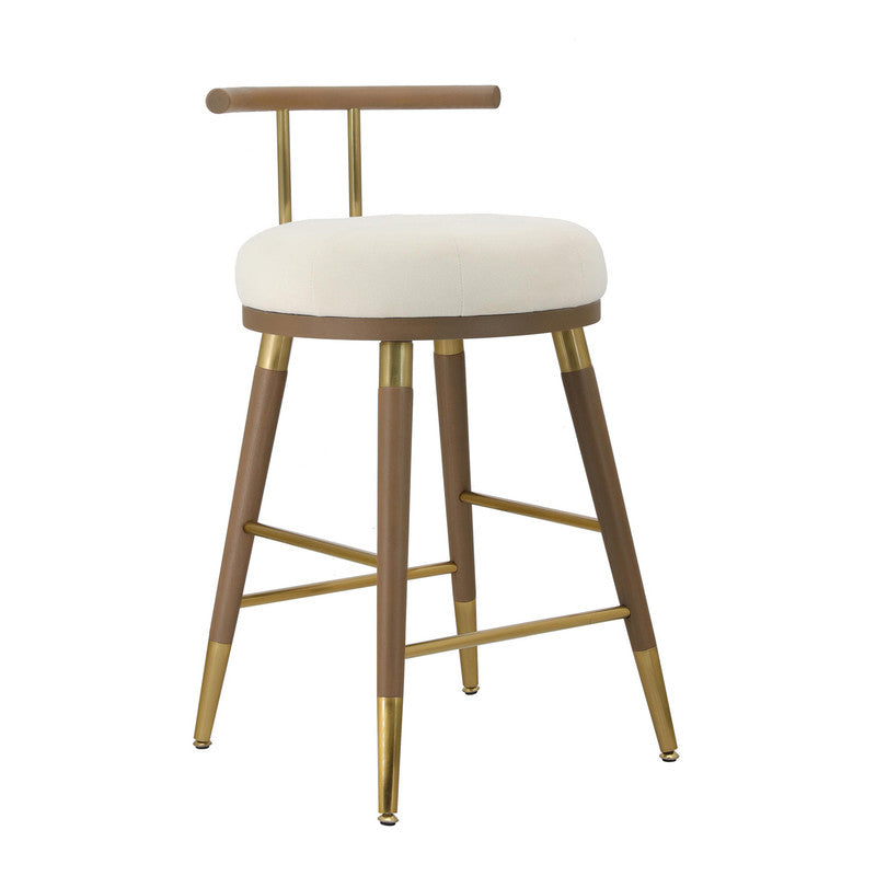 Foggia Velvet Counter Stool - Cream