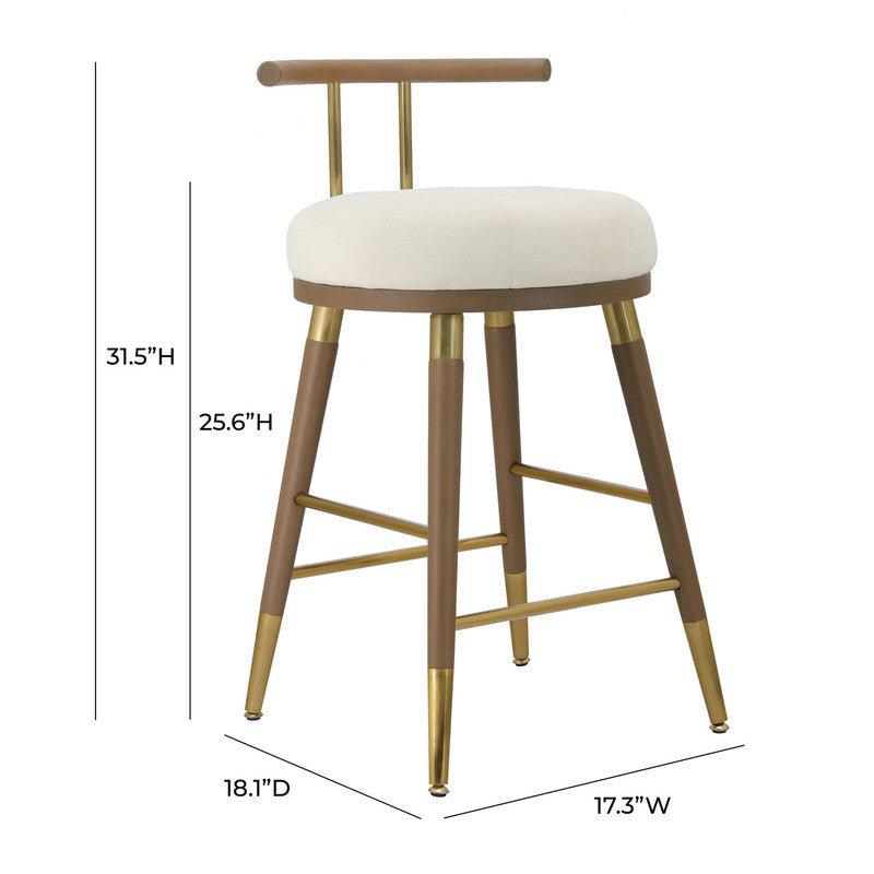 Foggia Velvet Counter Stool - Cream