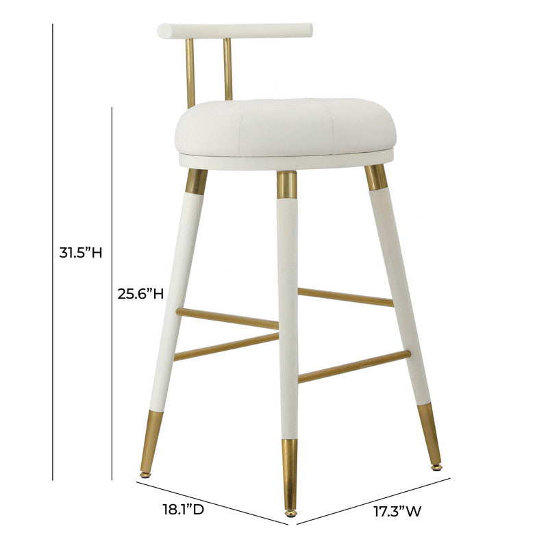 Foggia Vegan Leather Counter Stool - White