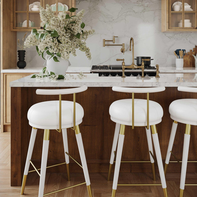 Foggia Vegan Leather Counter Stool - White