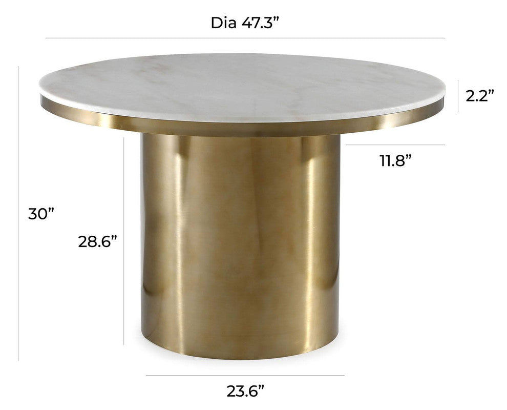 Killaro 47" Round Marble Dining Table