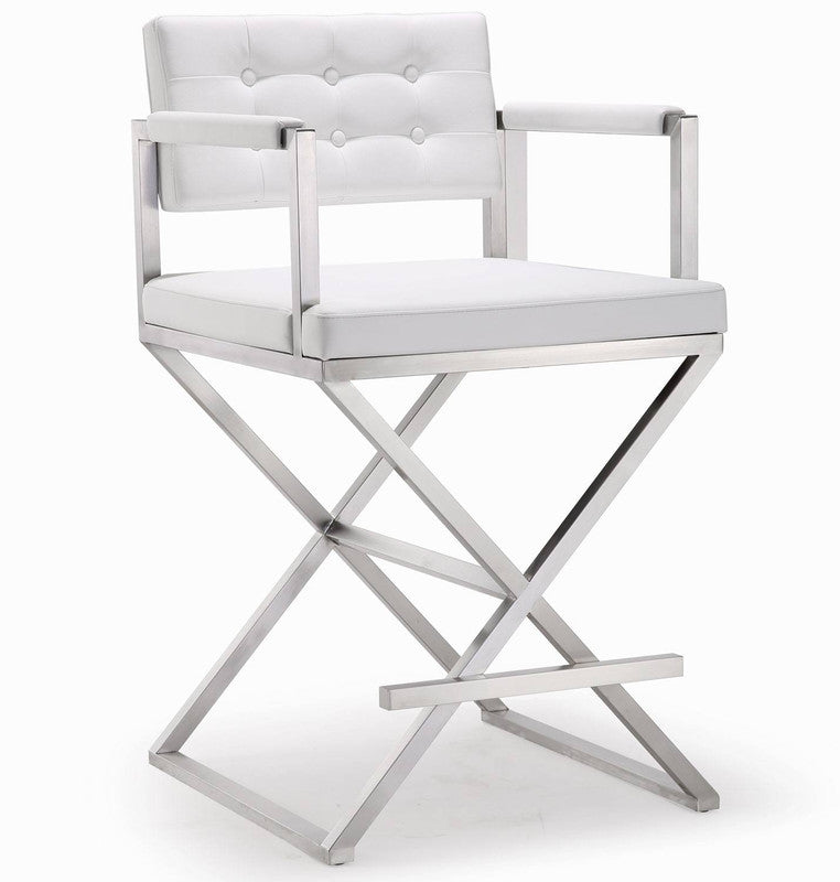 Annadale Vegan Leather Counter Stool - White