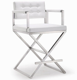 Annadale Vegan Leather Counter Stool - White