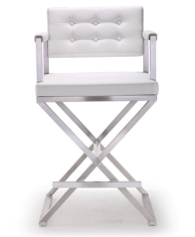 Annadale Vegan Leather Counter Stool - White