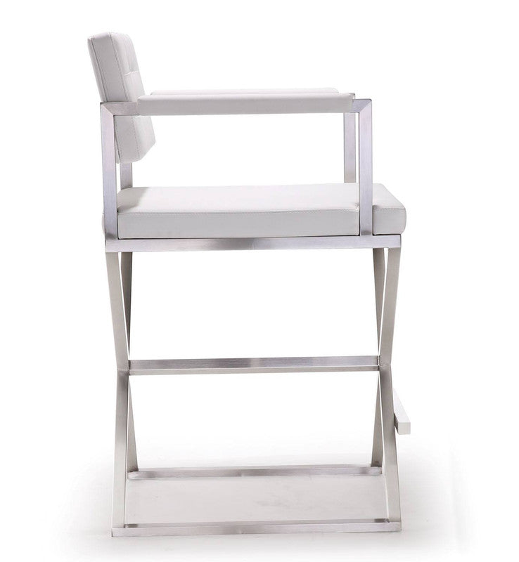 Annadale Vegan Leather Counter Stool - White