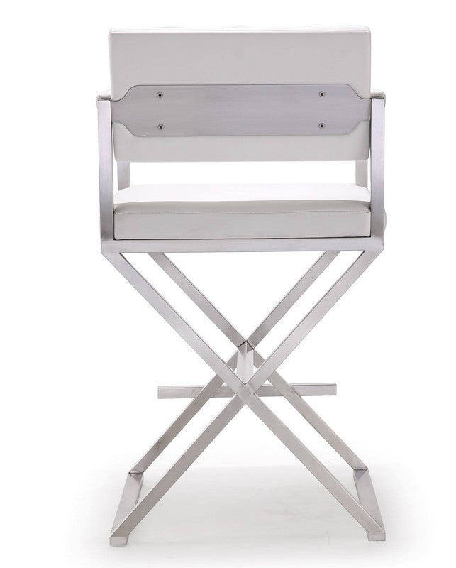 Annadale Vegan Leather Counter Stool - White
