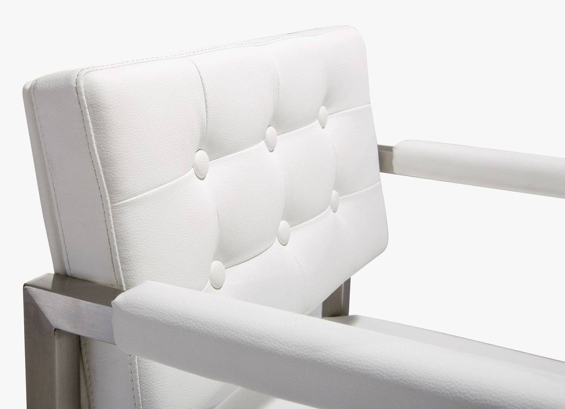 Annadale Vegan Leather Counter Stool - White