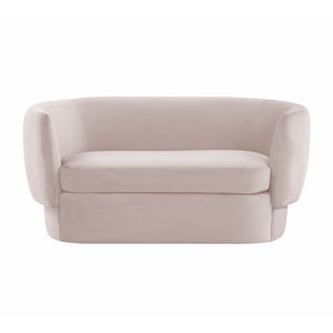 Shugir Curved Back Velvet Loveseat - Blush