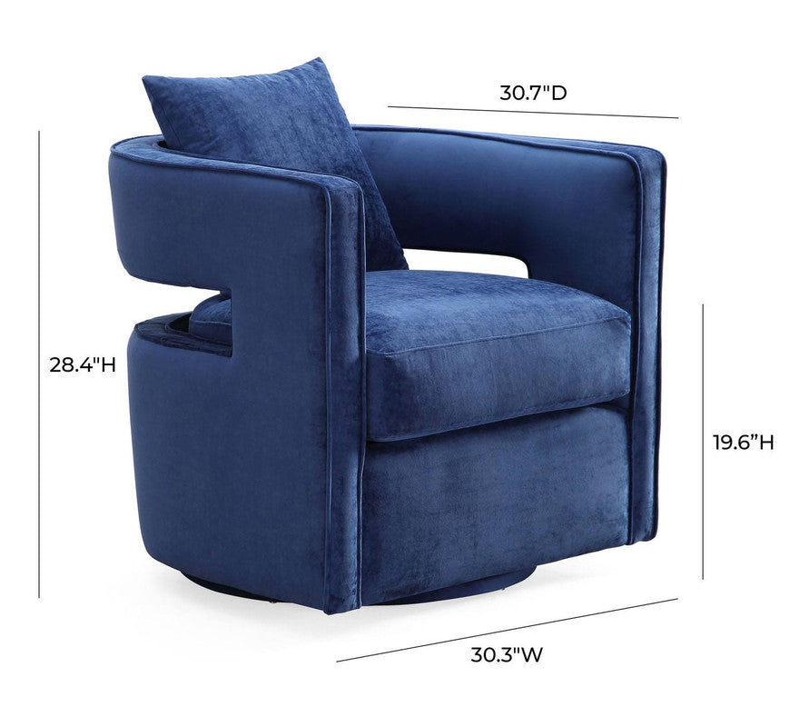 Esselen Velvet Swivel Accent Chair - Navy