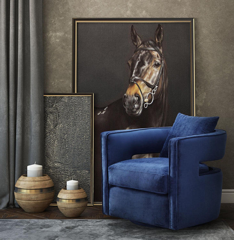 Esselen Velvet Swivel Accent Chair - Navy