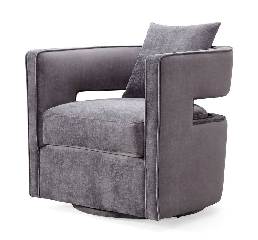 Esselen Velvet Swivel Accent Chair - Grey