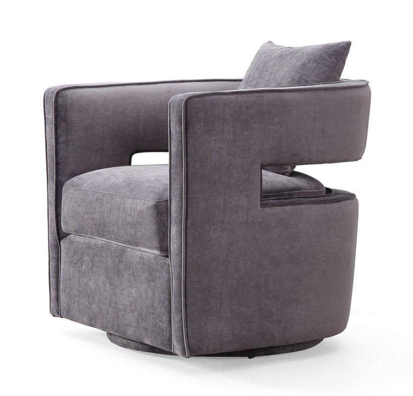 Esselen Velvet Swivel Accent Chair - Grey