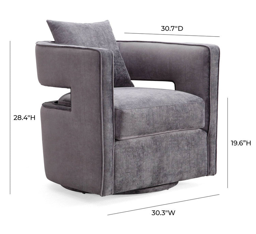 Esselen Velvet Swivel Accent Chair - Grey