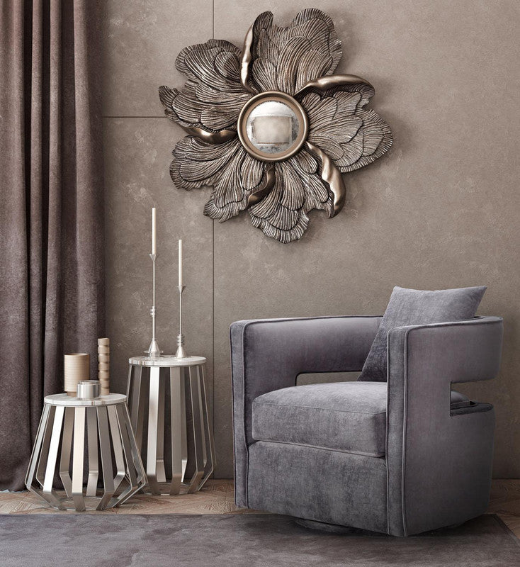 Esselen Velvet Swivel Accent Chair - Grey