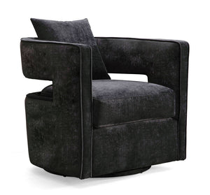 Esselen Velvet Swivel Accent Chair - Black