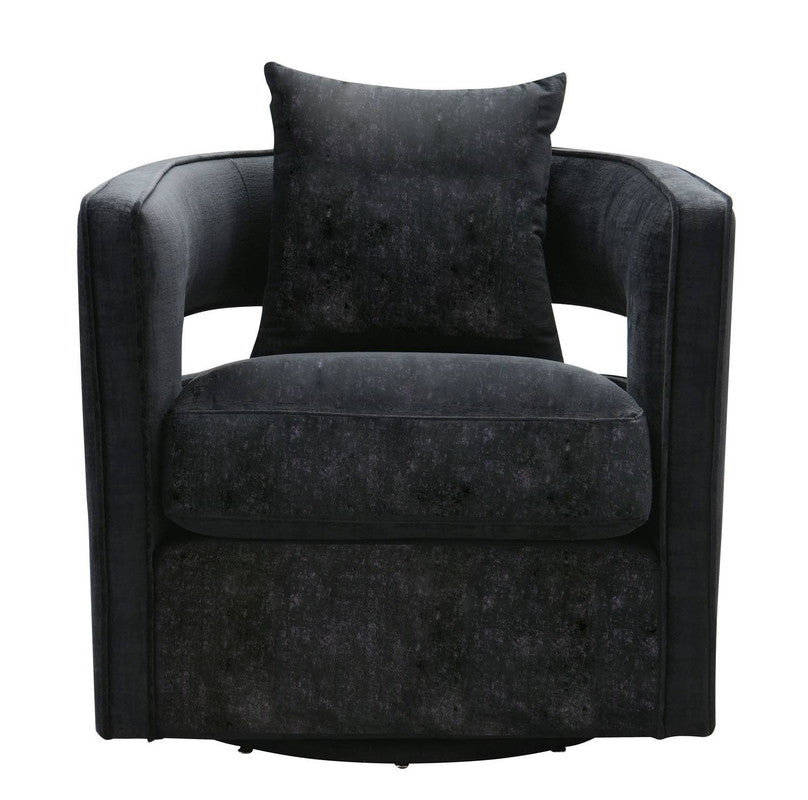 Esselen Velvet Swivel Accent Chair - Black