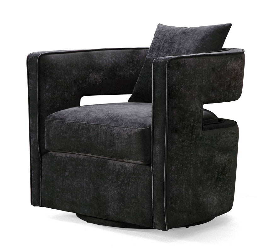 Esselen Velvet Swivel Accent Chair - Black