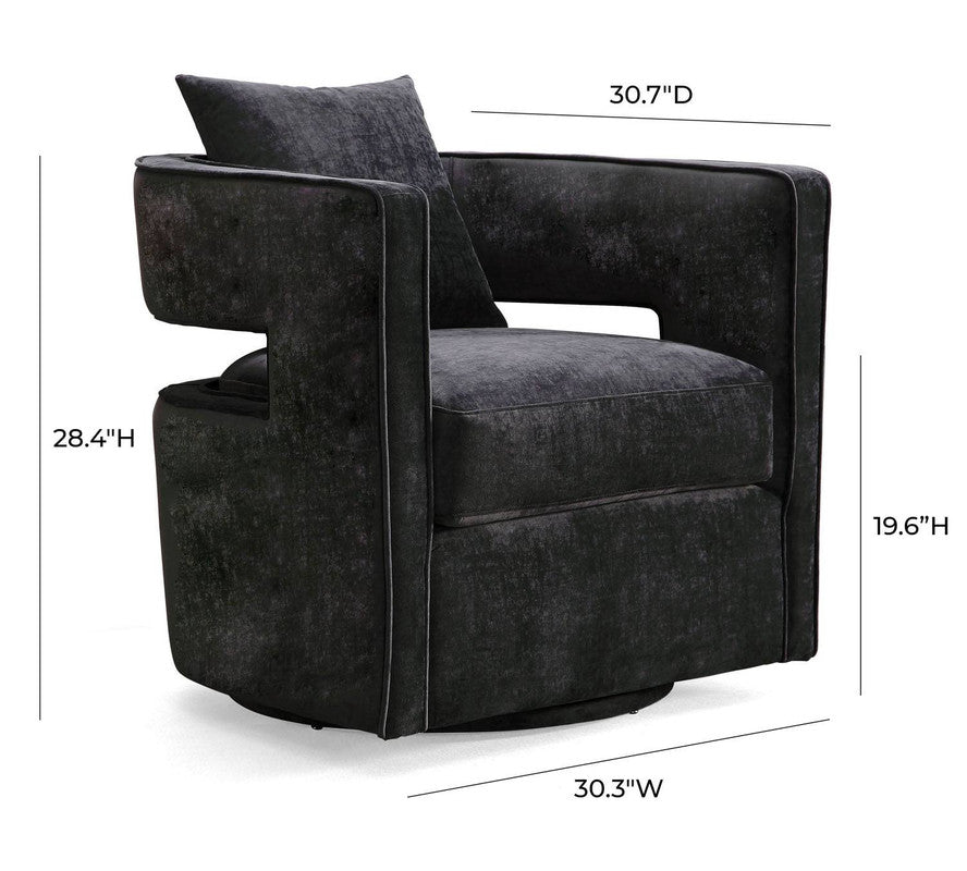 Esselen Velvet Swivel Accent Chair - Black