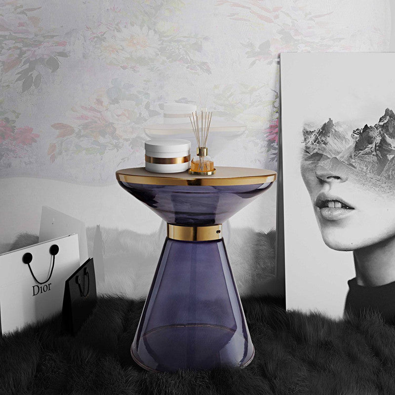 Bloore End Table - Glass/Gold