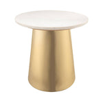 Asbes End Table - Gold/White Marble