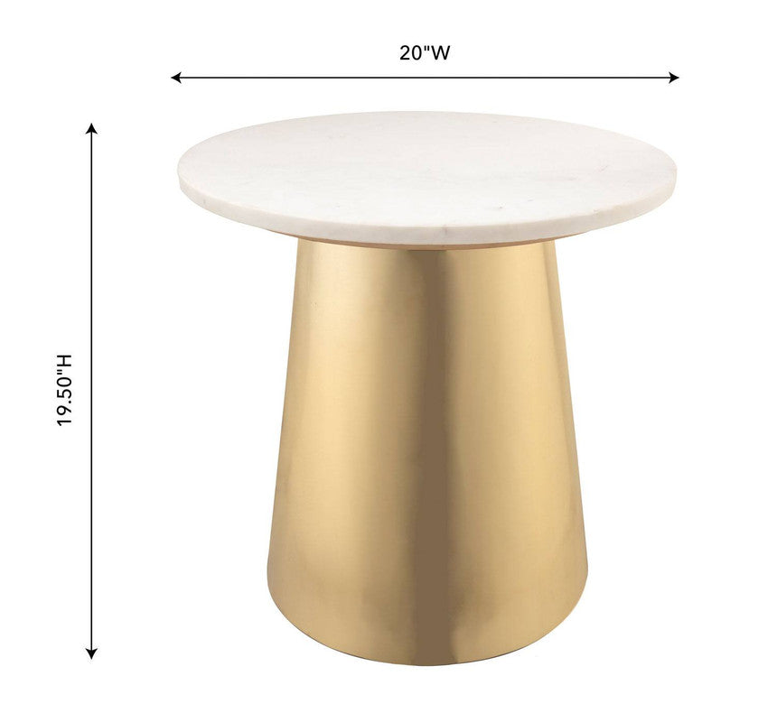 Asbes End Table - Gold/White Marble