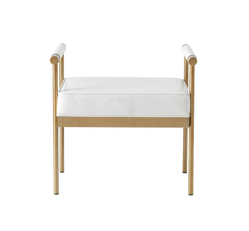 Misia Vegan Leather Bench - White