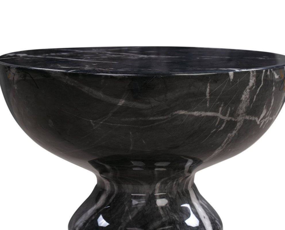 Myrna Concrete Marble End Table - Black