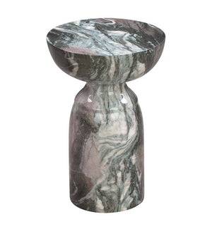 Myrna Concrete Marble End Table - Grey/Blue