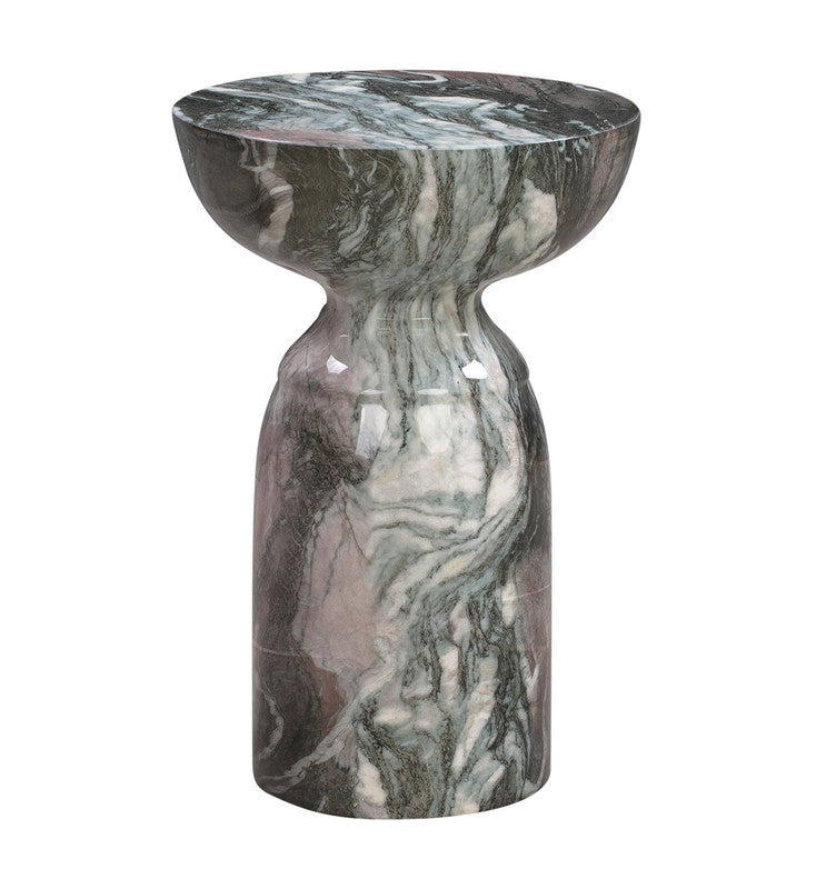 Myrna Concrete Marble End Table - Grey/Blue