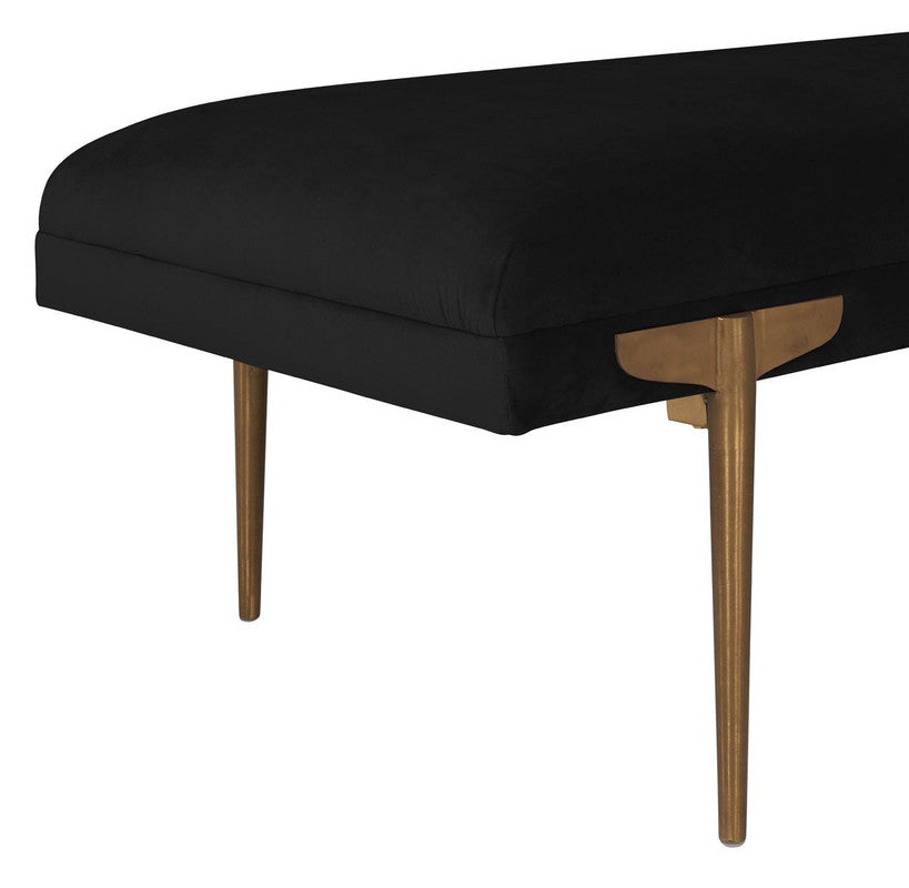 Bangor Velvet Bench - Black