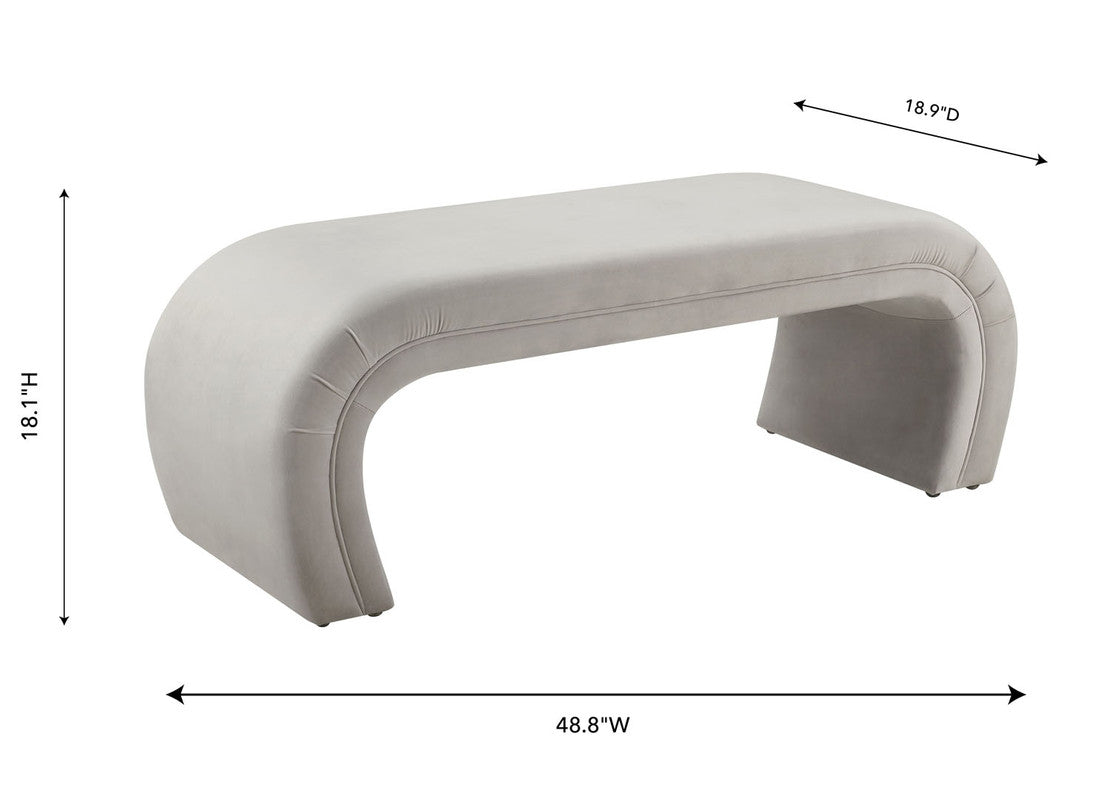 Exeter Velvet Bench - Grey