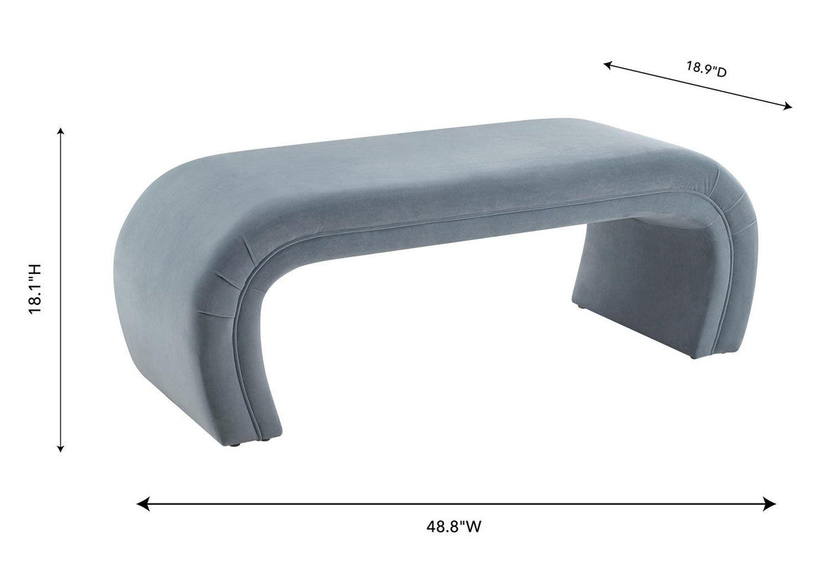 Exeter Velvet Bench - Sea Blue