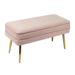 Zeo Velvet Storage Bench - Blush
