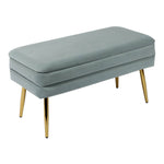 Zeo Velvet Storage Bench - Sea Blue