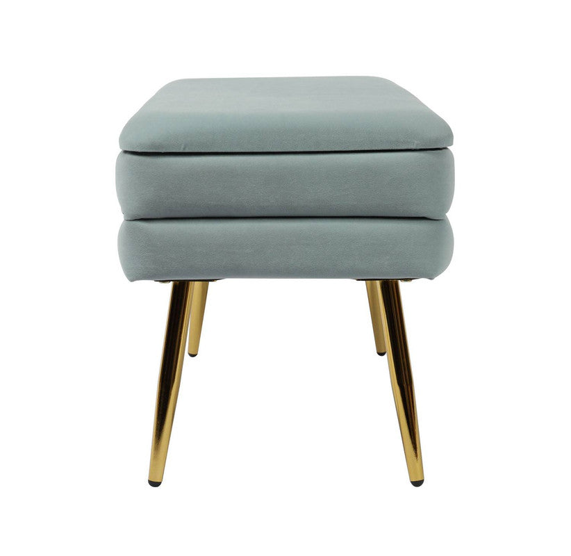 Zeo Velvet Storage Bench - Sea Blue