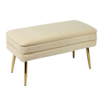 Zeo Velvet Storage Bench - Cream