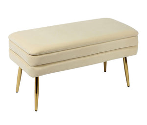 Zeo Velvet Storage Bench - Cream