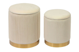 Biccard Velvet Ottoman Set - Cream